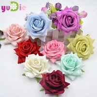 beautiful 20pcslot 8cm artificial flowers silk roses heads decorative flowers diy wedding party floral wreath home accessories