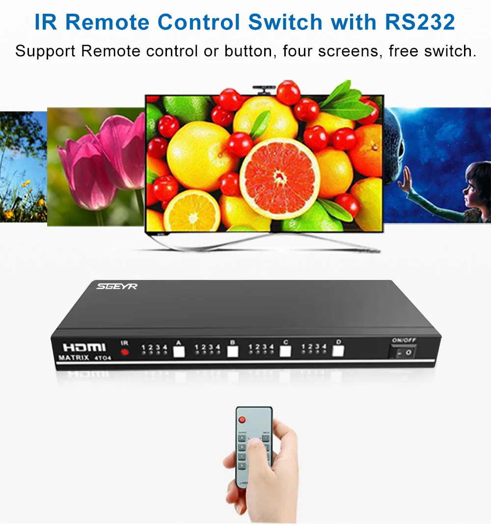 HDMI Matrix 4x4 Full HD Коммутатор HDMI сплиттер true Matrix 4 вход 4 Выход 3D 4K 1080p Аудио экстрактор конвертер адаптер