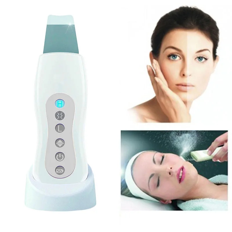 

HOT Ultrasonic Face Skin Scrubber Blackhead Acne Removal Facial Vibration Massager Peeling Shovel Exfoliator Clean Machine