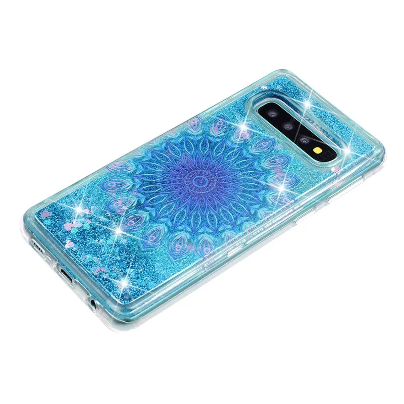 Phone Case For Samsung Galaxy S10 Plus Protective Shell Glitter Shine Quicksand Flowing Liquid Shockproof Back Cover Soft TPU |