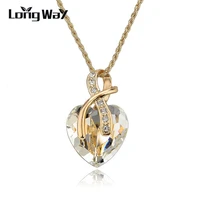 longway fashion necklaces for women 2019 classic austrian crystal heart pendant necklace gold color chain necklace sne140228