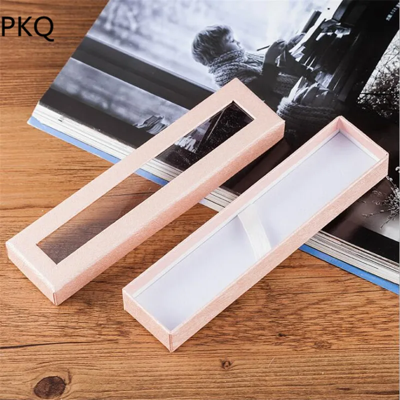Pink 17,3x4,3x2,1 см ручка бумажная коробка Общий Творческий Подарочная упаковка из картона коробки короб для бумаг картонный с пластиковое окно из ПВХ - Цвет: Pink