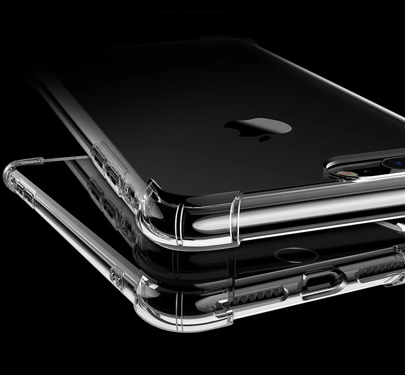 Анти стук ударопрочность Trasparent силиконовый чехол для iPhone 6 6S 7 8 плюс Plus X 10