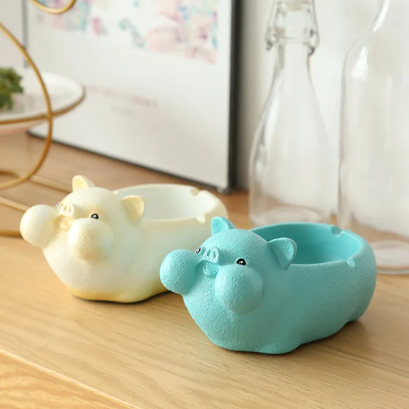 Fun chubby cartoon pig resin ashtray Creative joy home decor | Дом и сад