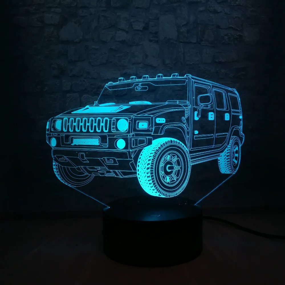 Новый 3D светодиодный светильник для автомобиля ночник иллюзия атмосфера 7 цветов