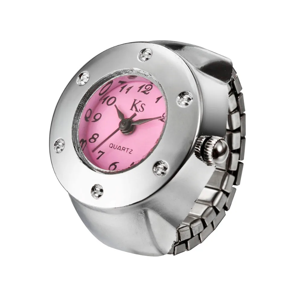 1 шт. креативные модные стальные круглые эластичные кварцевые часы с кольцом на