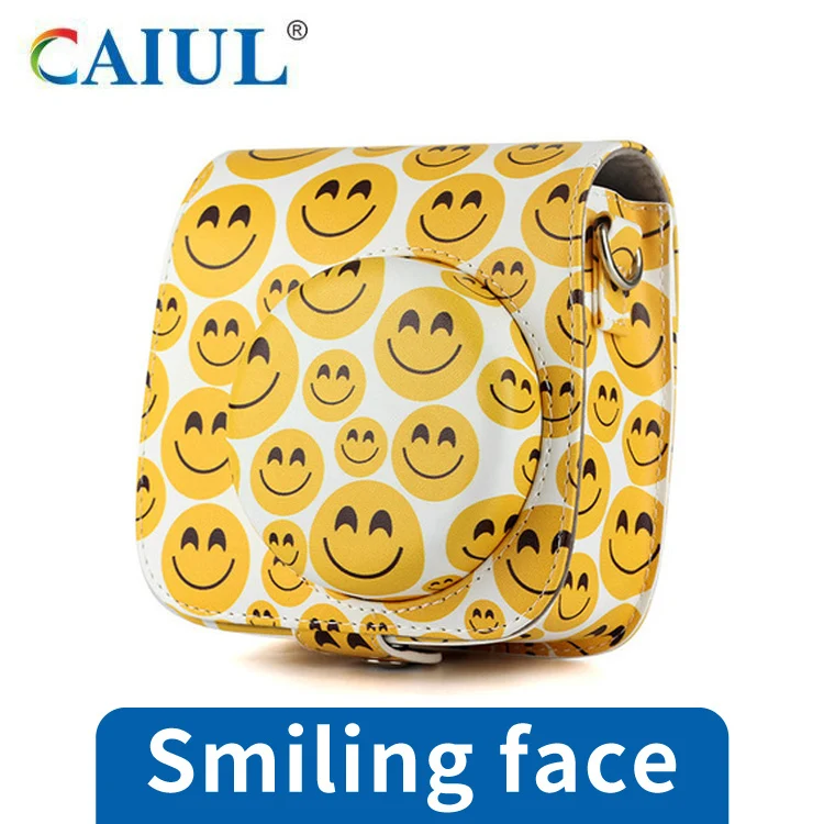 Smiling face Fujifilm Instax mini чехол для камеры pu кожаный чехол с плечевым ремнем для Instax Mini 9 Mini 8 Mini 8+ мгновенная камера - Цвет: Smiling face