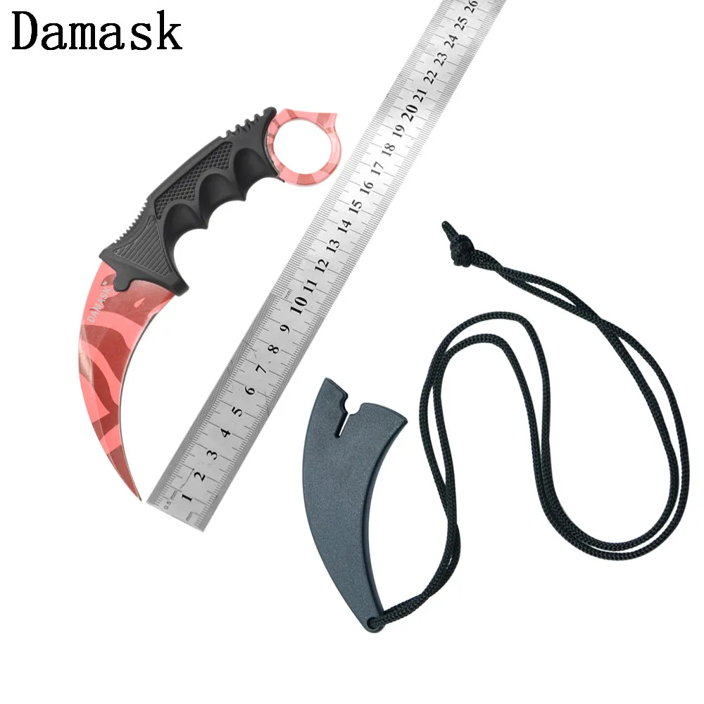Высокое качество розовый узор CSGO нож Counter Strike коллекционный Karambit на открытом