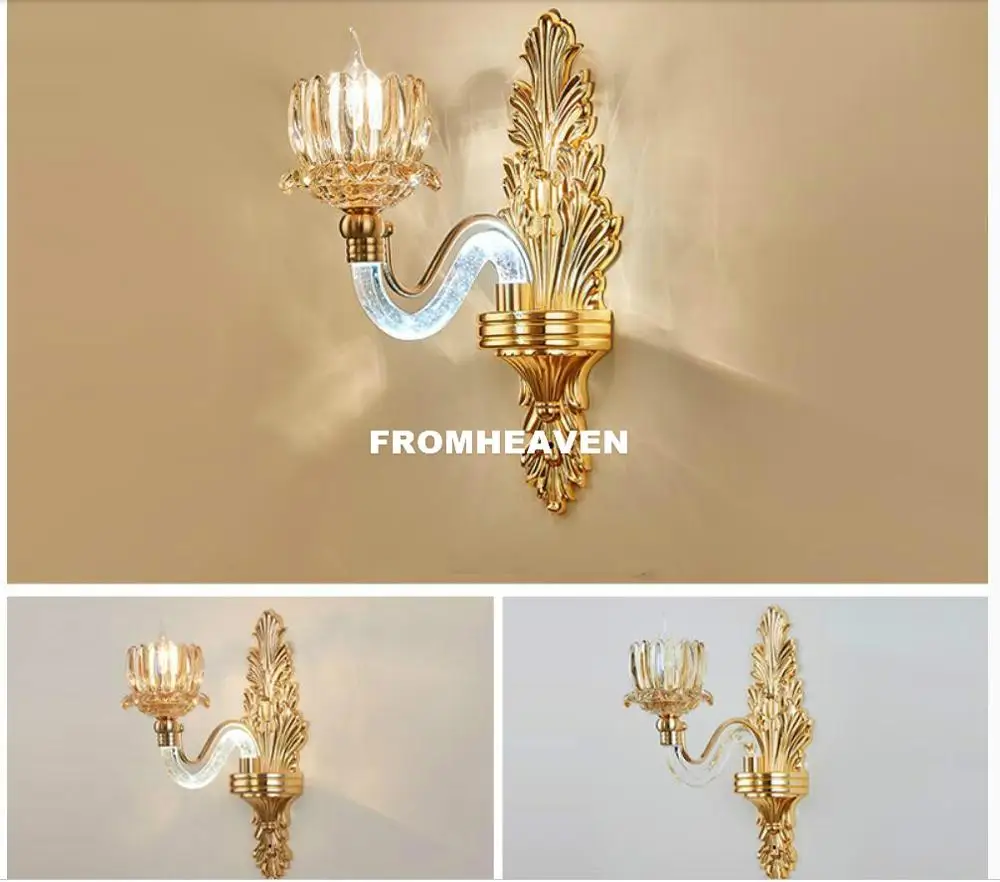 1L Wall Lamp Design Из цинкового сплава в стиле Европейская стиль, цинковый сплав, роскошная обувь с украшением в виде кристаллов свет E14 треугольные серьги настенный светильник Спальня прикроватный светильник проход Мрамор настенный светильник Brakets - Цвет абажура: 1L Wall Lamp Design