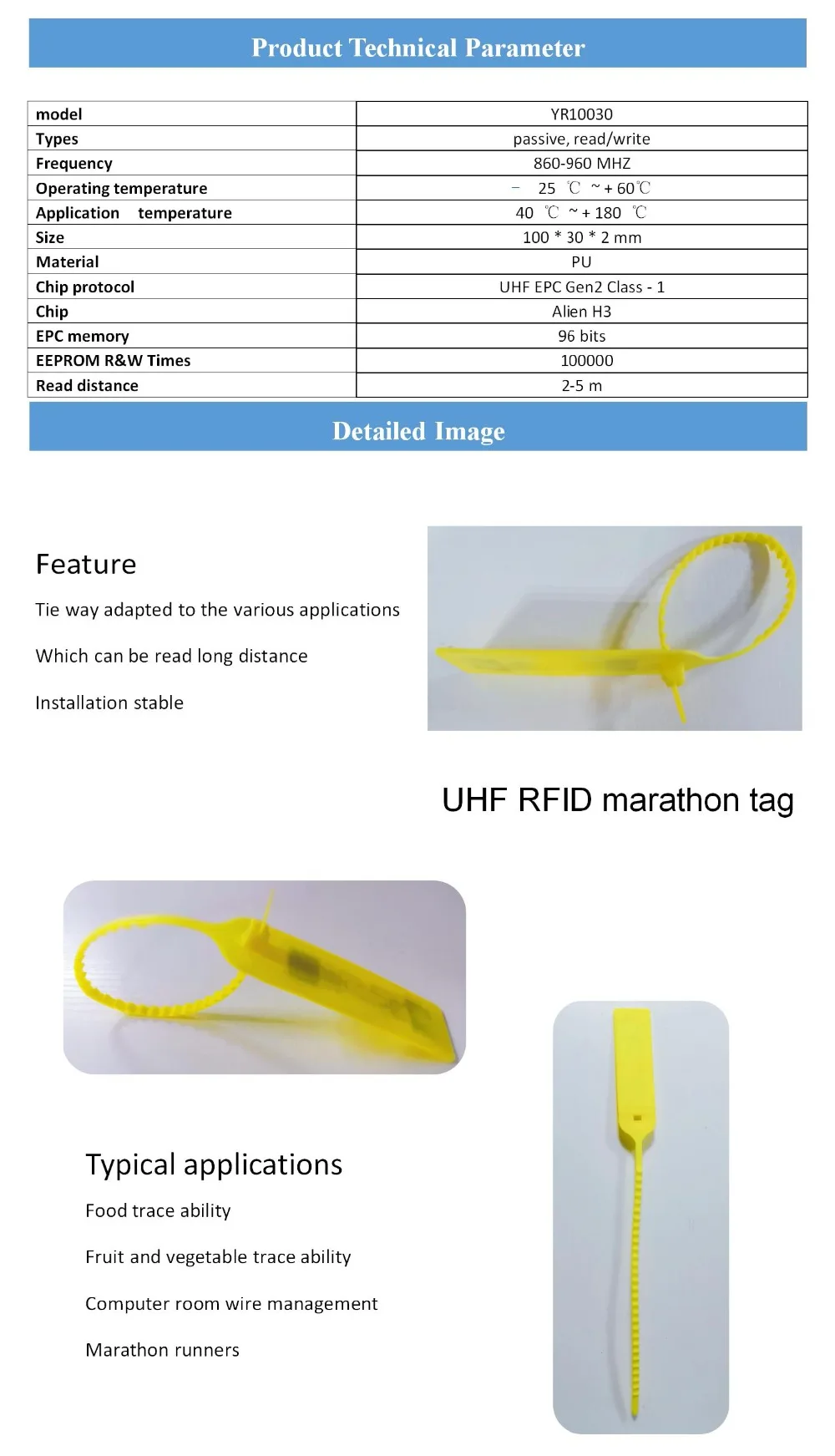 Длинный диапазон Alien H3 uhf rfid tie tag epc gen2 пассивный 860-960 МГц для логистического управления активами