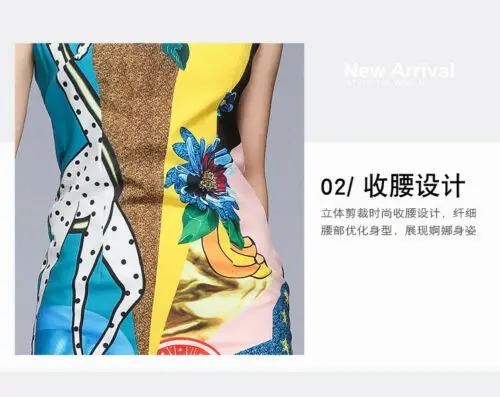 womens woman ladies Designer summer print sleeveless runway Slim party beach midi office work wear dress clothes clothing | Женская