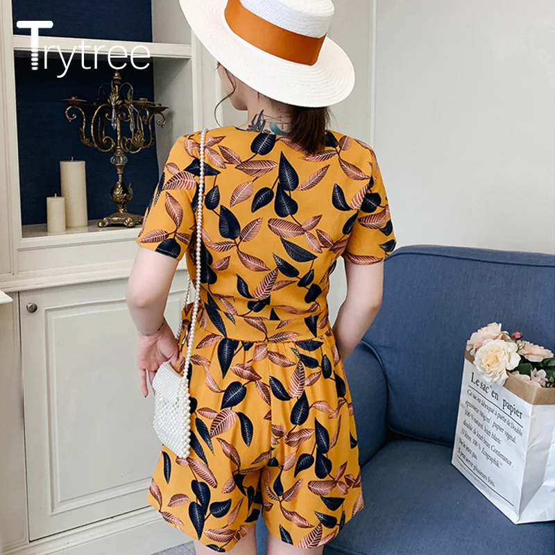 Trytree/летний женский комплект из двух предметов повседневный топ с v-образным