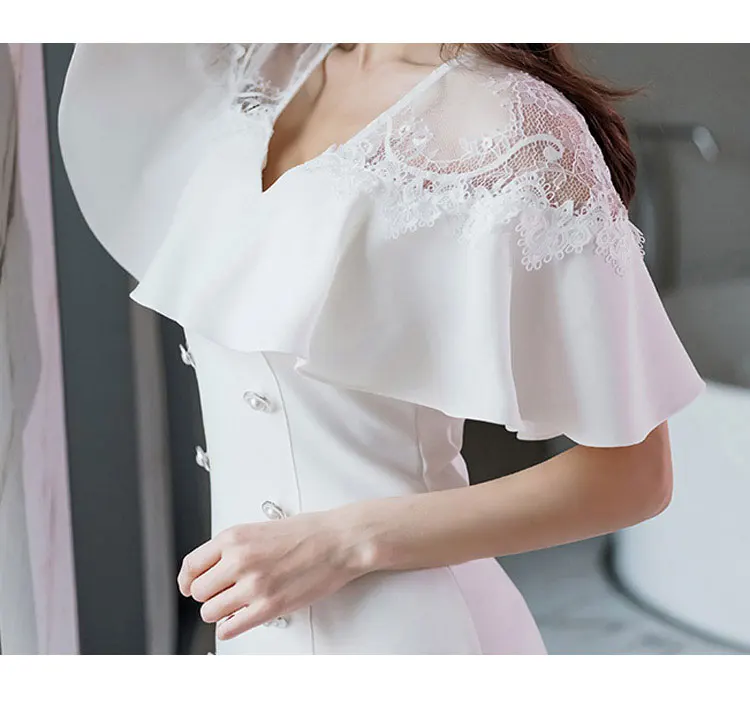 Новинка 2019 года летнее женское кружевное платье в стиле пэчворк с оборками и