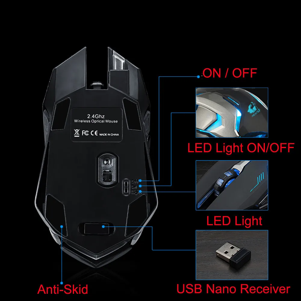 Wired Gaming Mouse Wireless Silent LED Backlit USB Optical Ergonomic 30# | Электроника