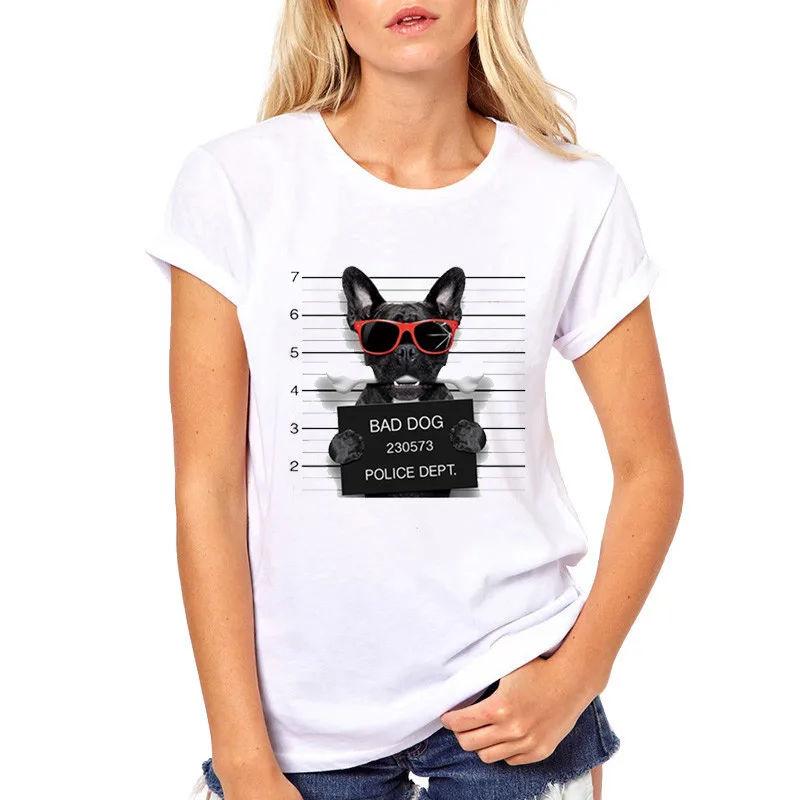 Женская футболка с изображением французского бульдога новинка коротким рукавом