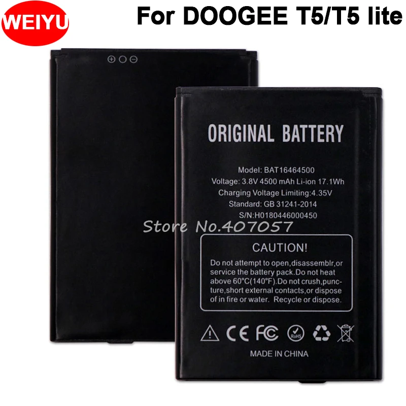 Высококачественный аккумулятор Для DOOGEE T5 lite BAT16464500 4500 мАч|Аккумуляторы для