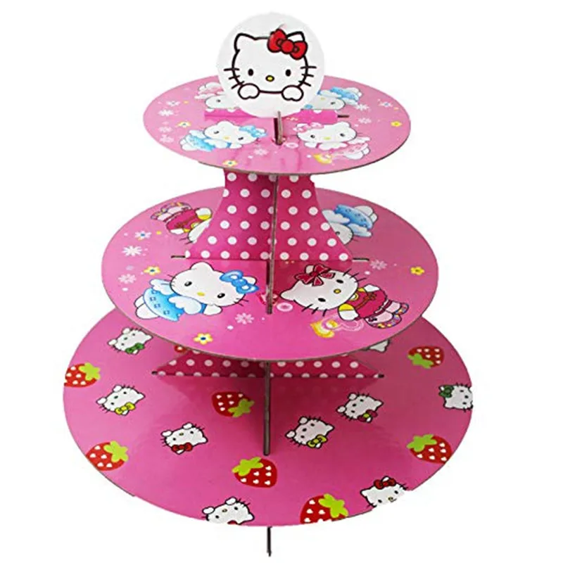 Мультяшный 3 ярусный подставка для кексов с изображением дерева бумажный
