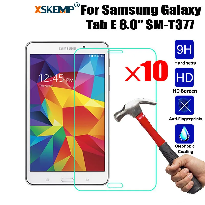 XSKEMP 10 шт./лот 9H защита для экрана из закаленного стекла Samsung Galaxy Tab E 9. 0 T377 T375 8 мм