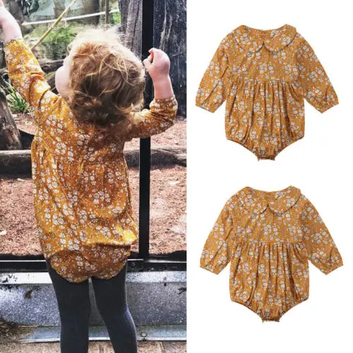 

Sweet Newborn Baby Girl Clothes Floral Jumpsuit Long Sleeve Bodysuit Outfits 0-24M