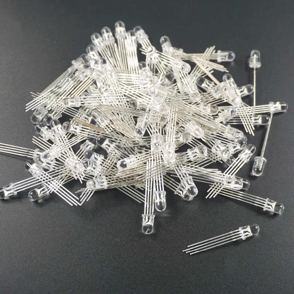 50 шт 5 мм 4pin RGB трехцветный общий анод/катод рассеянный/прозрачный