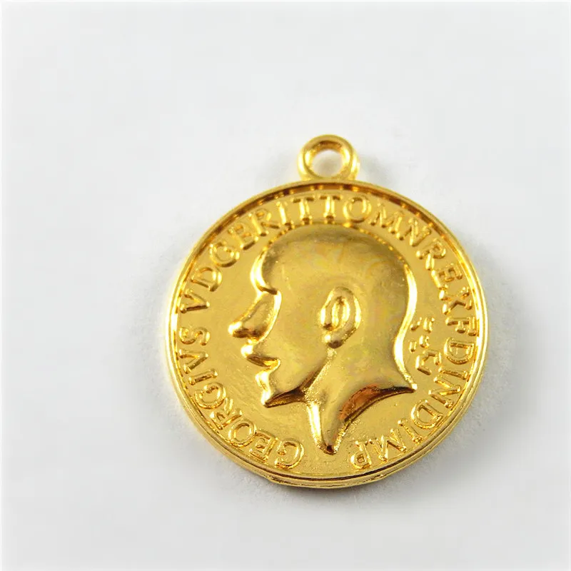 10 шт. золото одного висит кулон двойной Уход за кожей лица Круглый деньги монеты