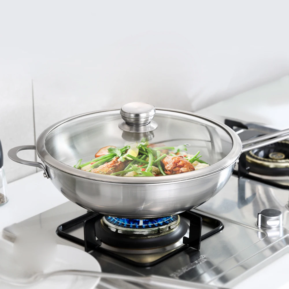 Wok антипригарная Кастрюля из нержавеющей стали кухонные горшки кастрюля для