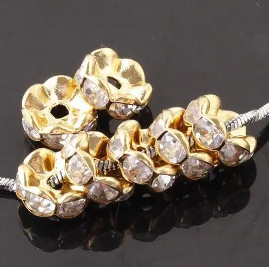 gold 20 шт волнистые инкрустированные Стразы 6 мм/8 мм подходят для женщин DIY изготовления ювелирных изделий браслет ожерелье серьги из бисера материал - Цвет: gold