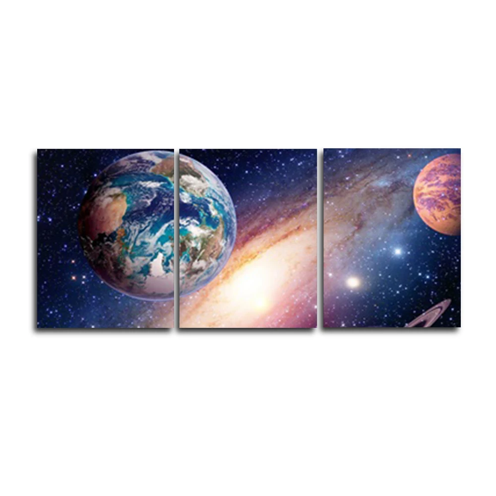 

Laeacco Modern 3 Panel Wall Artwork Science Fiction Universe Posters and Prints Canvas Painting Home Living Room Bedroom Decor