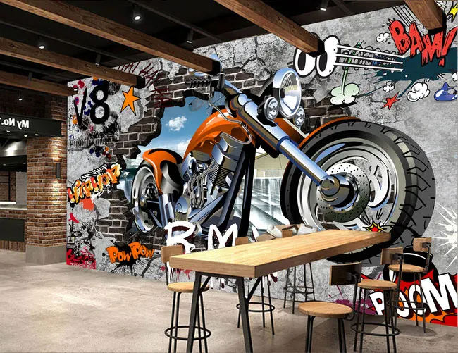 Мотоцикл в стиле протестного уличного искусства детского рисунка 3d мультфильм