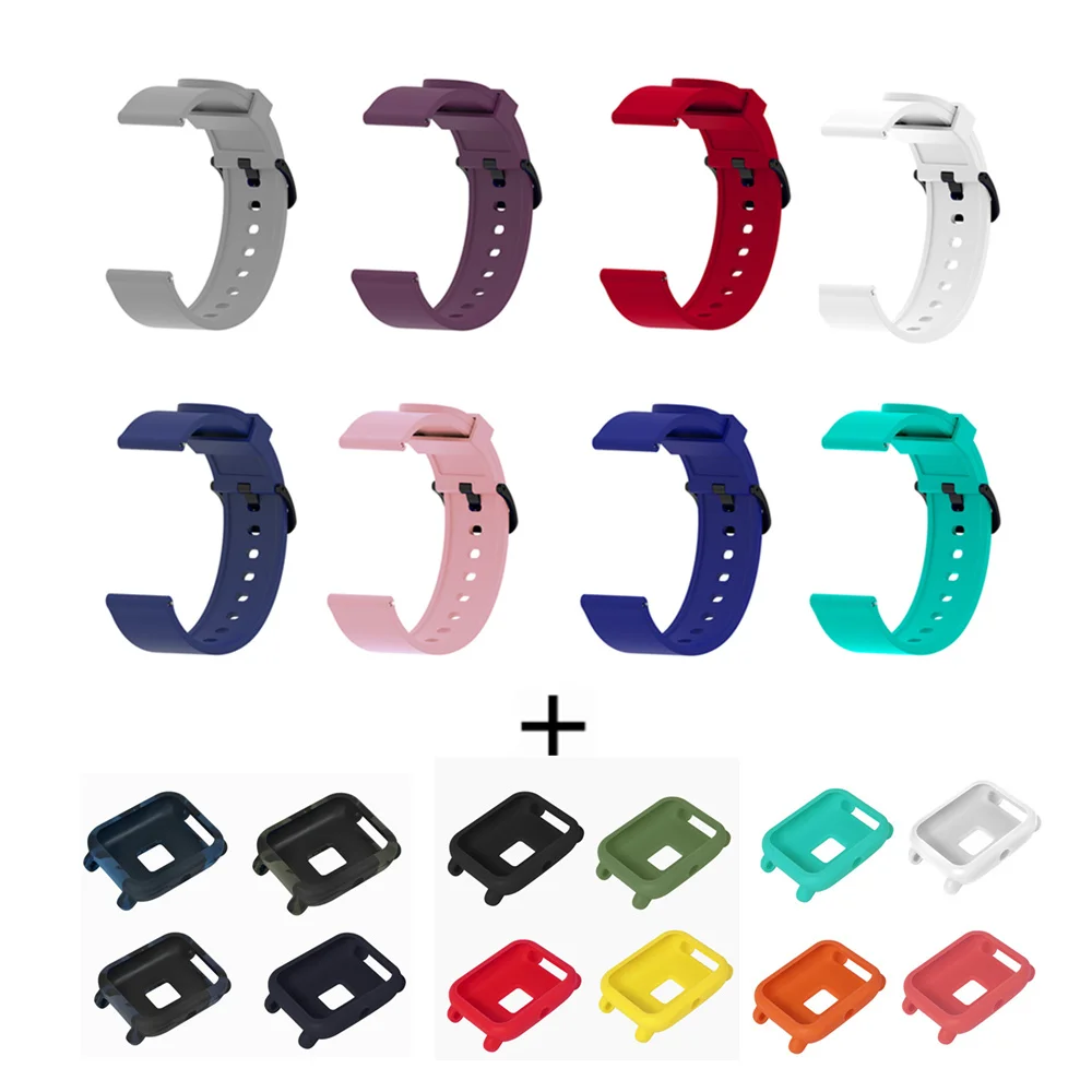 Силиконовый спортивный ремешок 2 в 1 для смарт часов Xiaomi Huami Amazfit Bip Youth 20 мм сменный