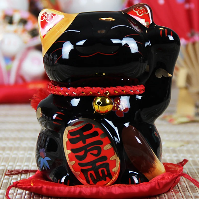 Большая/маленькая керамическая китайская кошечка удачи beconing статуэтки котов