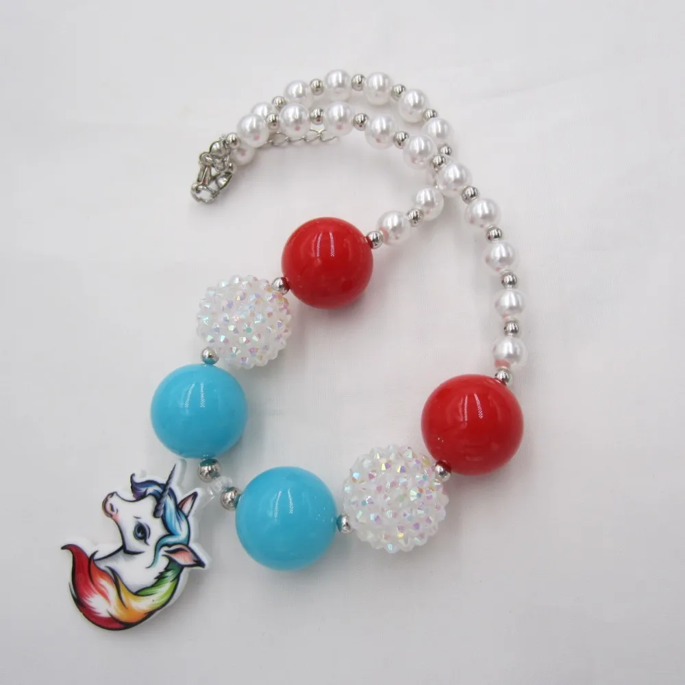 Новое поступление ожерелья для маленьких девочек с крупными бусинами кулон в