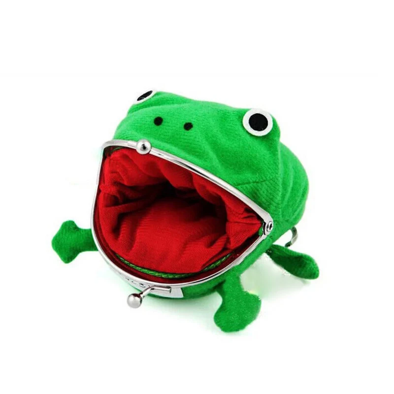 green frog style 2 Милый кошелек с лягушкой из мультфильма, кошелек для монет, мягкая плюшевая милая маленькая сумка в форме лягушки, Женский Детский кошелек - Цвет: green frog style 2