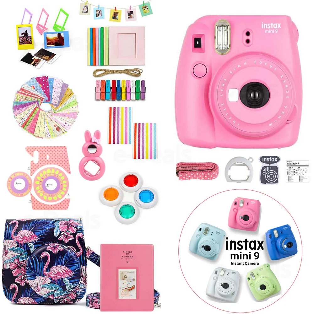 5 Цветов Fujifilm Instax Mini 9 Мгновенная камера Фотокамера + Набор аксессуаров - Чехол-протектор + Альбом + Фильтр + Наклейка + Рамка + Другое на.
