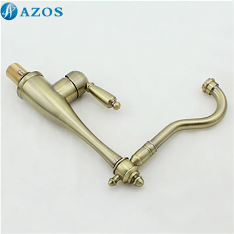 Краны для кухонной раковины Золотой винтажный поворотный шланг спрей с одной