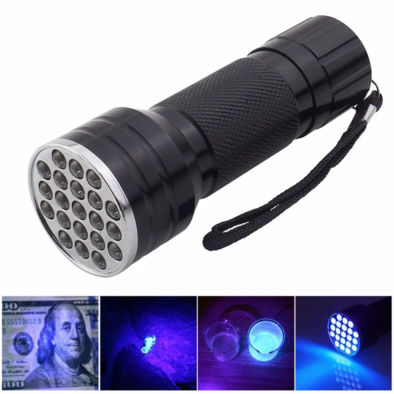 21LED УФ фонарик 395 400nm ультрафиолетовый свет черный лампы для кемпинга проверка