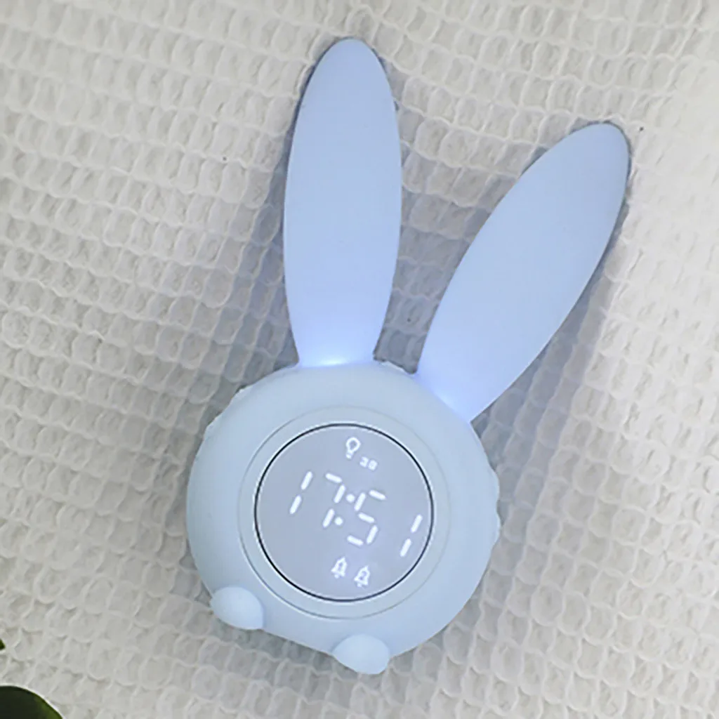 Креативный светодиодный цифровой будильник с кроликом Мультяшные Электронные USB