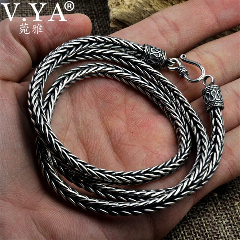 V.YA 100% 925 пробы Серебряная Форма Цепочки и ожерелья s для Для мужчин мужской в стиле