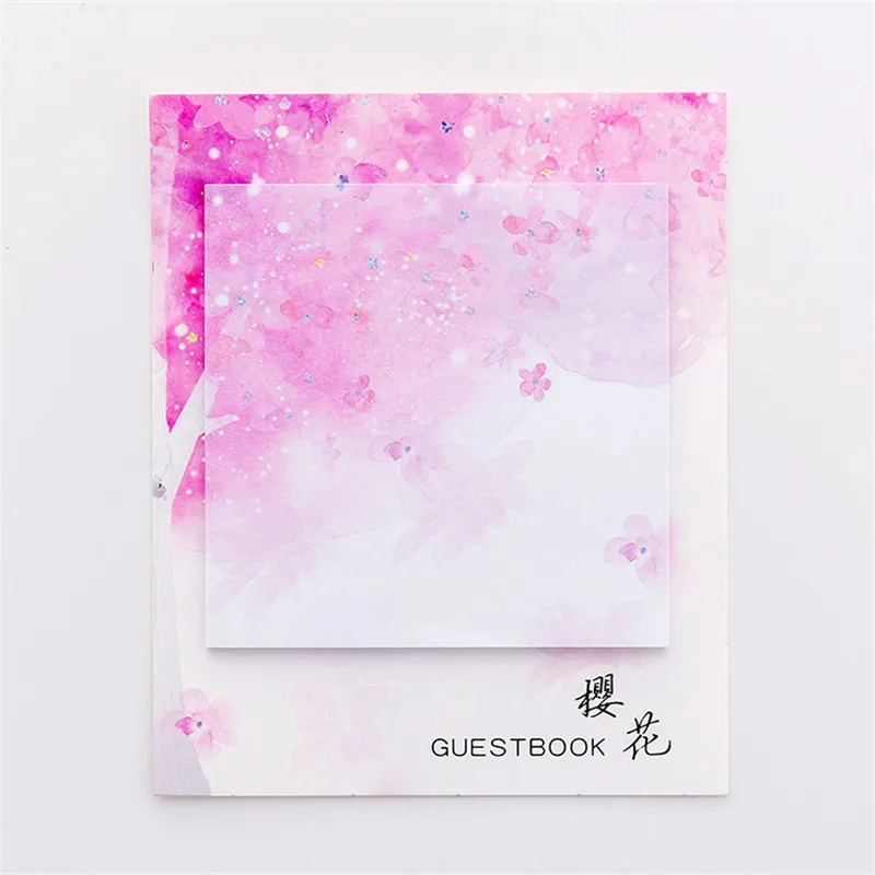 

Hot Fresh Cherry Flower Self-adhesive Stationery Sticker Planner Girls Pink Memo Pad Sticky Notes School Supplies Papeleria