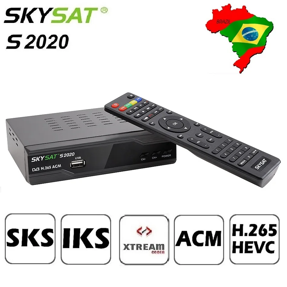 SKYSAT S2020 Twin спутниковый тюнер ИКС SKS ACM H.265 Xtream M3U PowerVu стабильный сервер Full HD канала