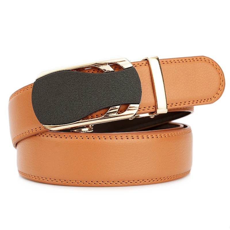 

New Fashion Brown Genuine Leather Men Belts Automatic Buckle High Quality Split Leather Businessmen Belts Male Auto Waist Belts