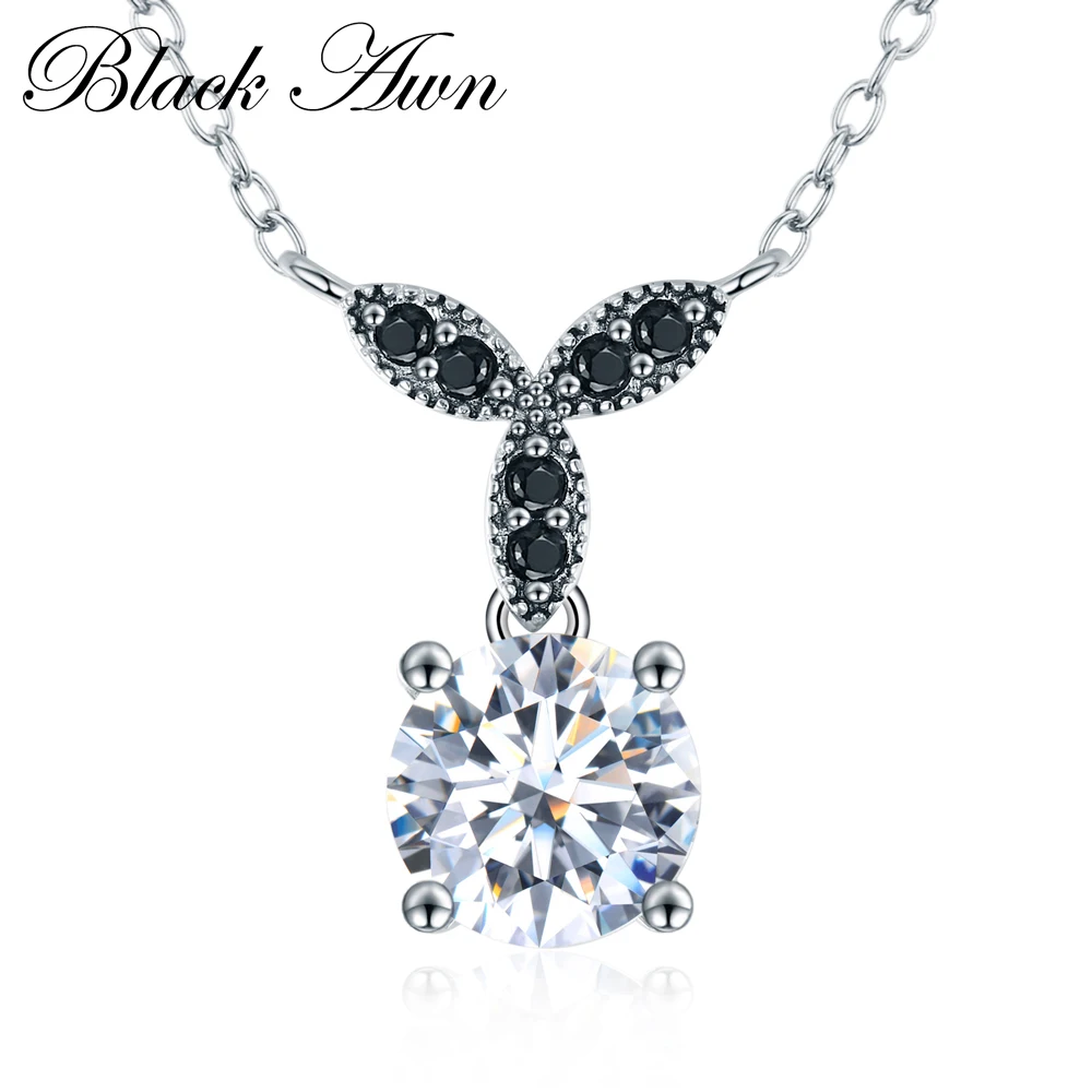 BLACK AWN Silver Color Jewelry Sets Trendy Engagement Wedding Necklace+Ring for Women PR035 |