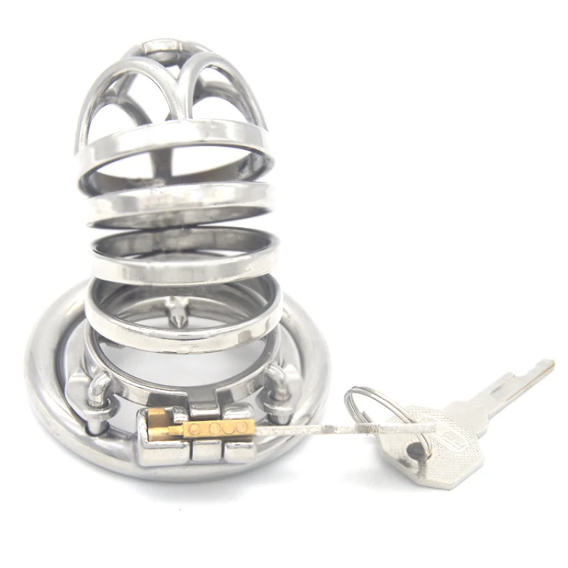 Мужское устройство целомудрия металлическая пустотелая клетка круглое кольцо