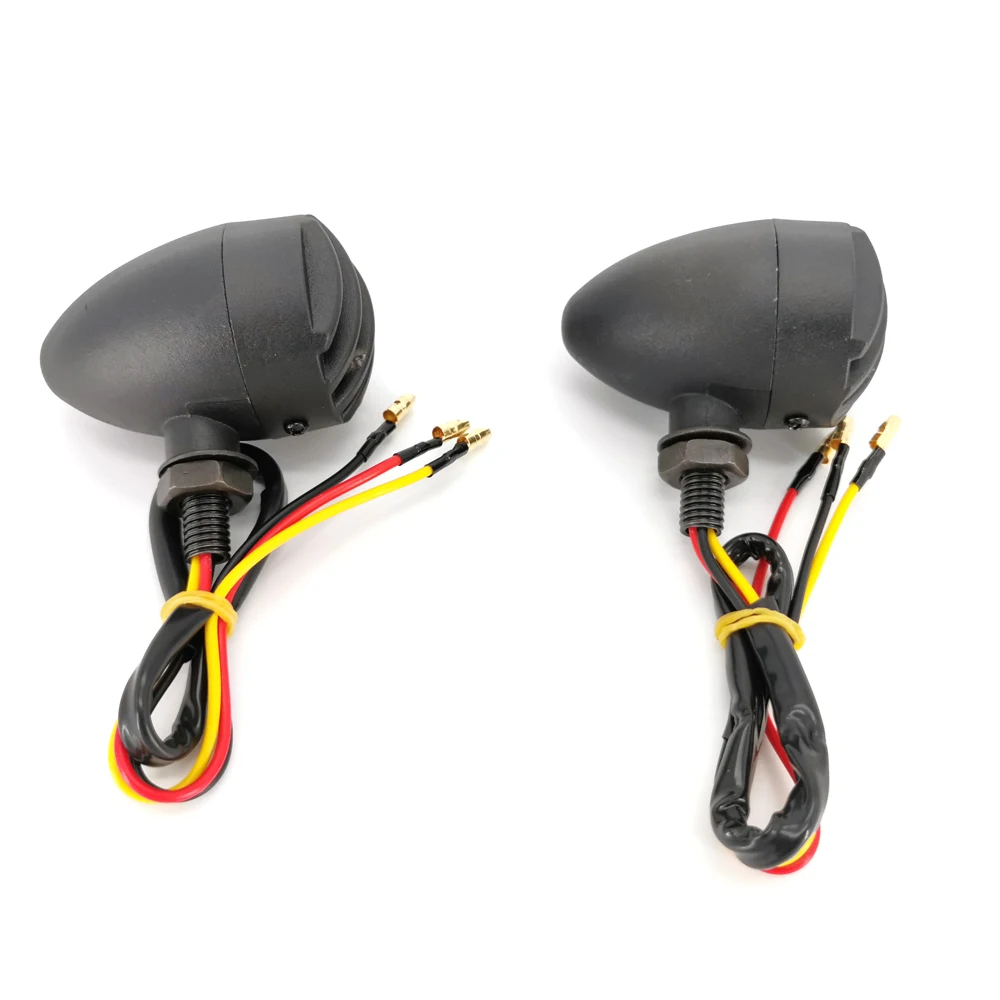 Motorcycle Turn Signal Light Bright Blinkers for Harley for Honda for Yamaha for Kawasaki for Suzuki Metal Bullet Black Amber