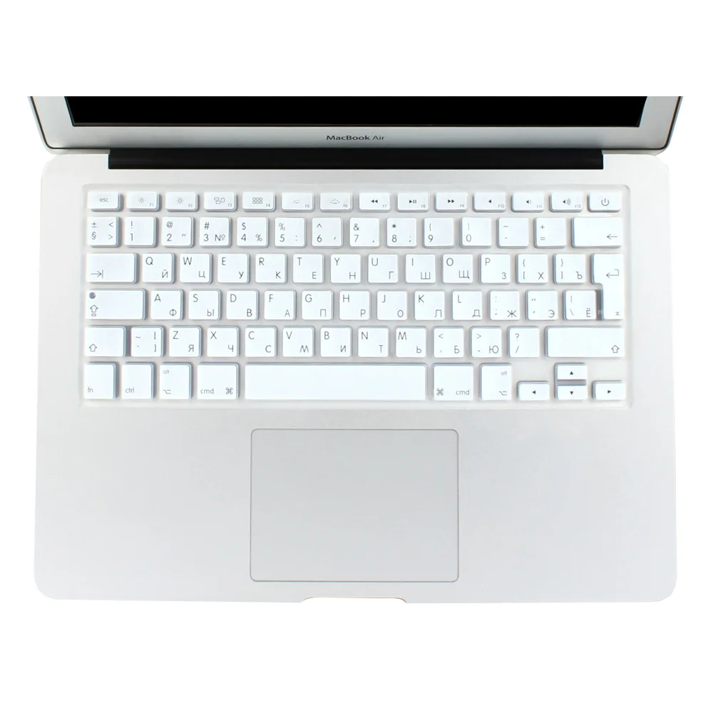 white ЕС Версия силиконовая русская клавиатура наклейки защитная крышка для MacBook Air 1" /13" 1" Pro/retina - Цвет: white