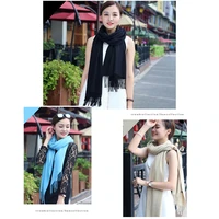 womens solid color with tassels pure cashmere scarf ladies spring and autumn winter long scarf female shawl mens scarf
