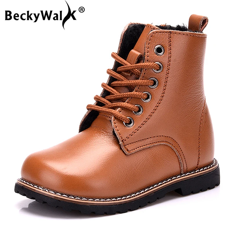 BeckyWalk новинка детская зимняя обувь детские водонепроницаемые зимние ботинки из