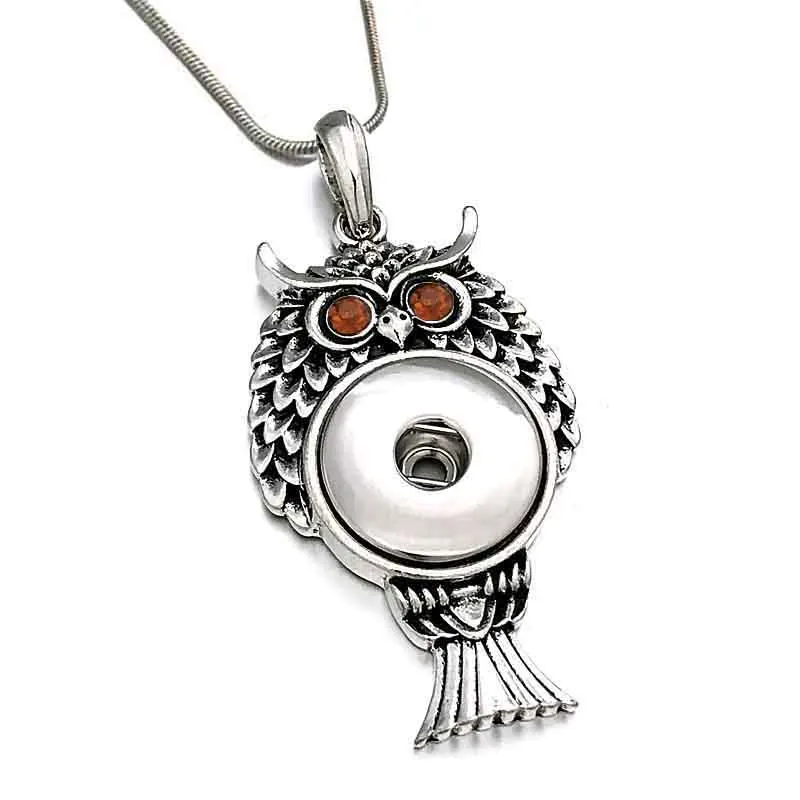 

Crystal Interchangeable Owl Ginger 286 Snap Button Pendant Necklace Jewelry Fit 18mm Snap Button Charm jewelry For Women Gift