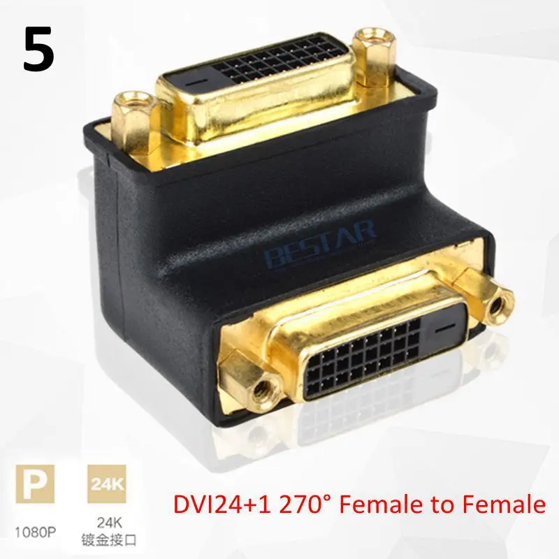 Угловой разъем DVI 24 + 5 1 90 270 градусов прямой угол штекер гнездо|Компьютерные
