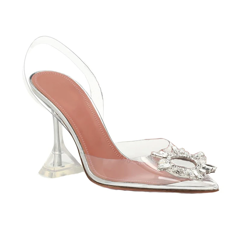 9cm heel VIISENANTIN сексуальный острый носок женские сандалии со стразами прозрачные из чистого ПВХ чашки каблук с ремешком сзади для отдыха; Sandalias Mujer; большие размеры - Цвет: 9cm heel